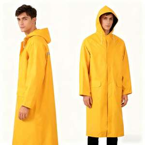 Capa de Chuva Personalizada de PVC Amarelo de Alta Resistência Impermeável para Caminhadas Industrial Longa - Product Image 2