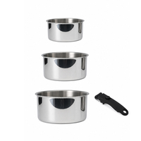 Ensemble de casseroles en acier inoxydable 304 Tri Ply 4 pièces avec poignée amovible noire PURECOOK pour la cuisine à domicile