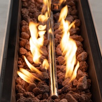 Table de foyer extérieure au gaz naturel écologique avec chauffage de 50 000 BTU, construction en béton autoportante, pierres de lave, protection contre la pluie