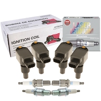Kit de 4 bobines d'allumage Hitachi et de 4 bougies d'allumage NGK Laser Iridium pour Mazda RX-8 R2