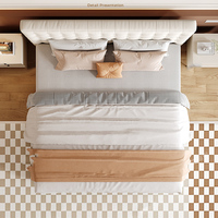 Cadre de lit en bois massif de luxe XTB-007, cadre de lit moderne minimaliste avec rangement, processus de scellement des bords, personnalisable