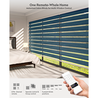 Persianas Zebra de Doble Capa Motorizadas ZSTARR, con Control Remoto Ajustable, Color Azul de Lujo, para Sala de Estar de Villa