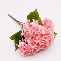 Bouquet de Fleurs d'Hortensia Artificiel Blanc et Rose à 5 Têtes pour la Maison, la Décoration de Mariage, Centre de Table
