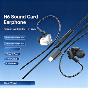 Auricolari Cablati con Scheda Audio Tipo C da 1,5m, Microfono <span class=keywords><strong>HiFi</strong></span>, Modificatore di Voce, <span class=keywords><strong>Karaoke</strong></span>, Registrazione dal Vivo, Controllo Inline, Cuffie Cablate - Product Image 4