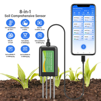 Sonde de sol intelligente 5-en-1 NPK EC Humidité Température pH avec enregistreur de données via application, testeur de sol rechargeable USB pour jardin et ferme