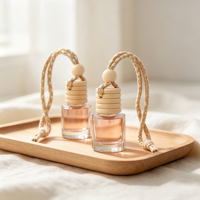 Bouteille diffuseur de parfum pour voiture en verre suspendu avec bouchon en bois noir de 8 ml, vente en gros, pour huiles essentielles et désodorisants