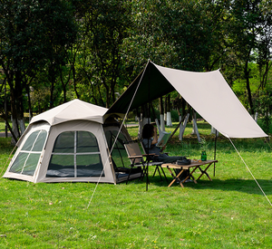 Tenda da Campeggio Esagonale in Gomma Nera per Esterni, 2-in-1 Portatile, Impermeabile e Resistente, <span class=keywords><strong>Set</strong></span> Completo per Campeggio Notturno - Product Image 2