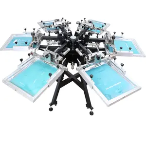 DIY New double-side Clamp 6 color 6 station manual t-shirt screen printing machine with micro adjustment