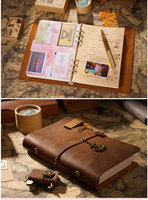 Carnet de notes A5/A6/A7 en cuir véritable pleine fleur, durable, simple, avec reliure à anneaux, journal de voyage nostalgique