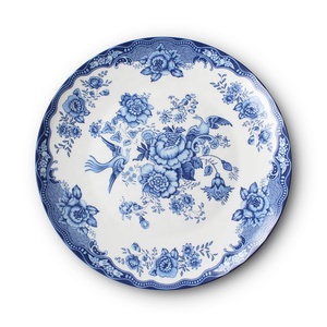 Assiettes de Présentation Personnalisées pour la Décoration Intérieure – Services de Table Minimalistes en Céramique de Luxe, Motif Floral Vintage Bleu - Product Image 4