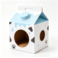 Maison pour chat en carton ondulé gaufré à motif de villa, avec revêtement UV, imperméable, anti-rayures, pliable, en matériaux recyclés pour