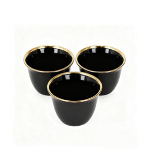 Ensemble de 6 tasses à café en céramique arabe du Moyen-Orient, design de boîte cadeau personnalisée, tasse à thé en porcelaine Kawa avec bordure dorée, tasse à Qahwa saoudienne - Product Image 5
