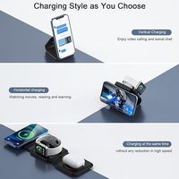 Pengisi Daya Nirkabel 3 in 1, Stasiun Pengisian Daya Nirkabel Magnetik untuk Perjalanan, Multi Perangkat, Stasiun Pengisian Daya GaN 3 in 1, Termasuk Adaptor