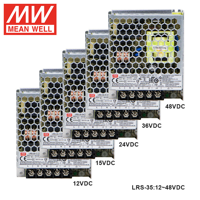 MeanWell LRS-35-5 LRS-35-12 LRS-35-24 LRS-35-36 LRS-35-48 35W 5V 12V 15V 24V 36V 48V Power Supply for Industrial Control System