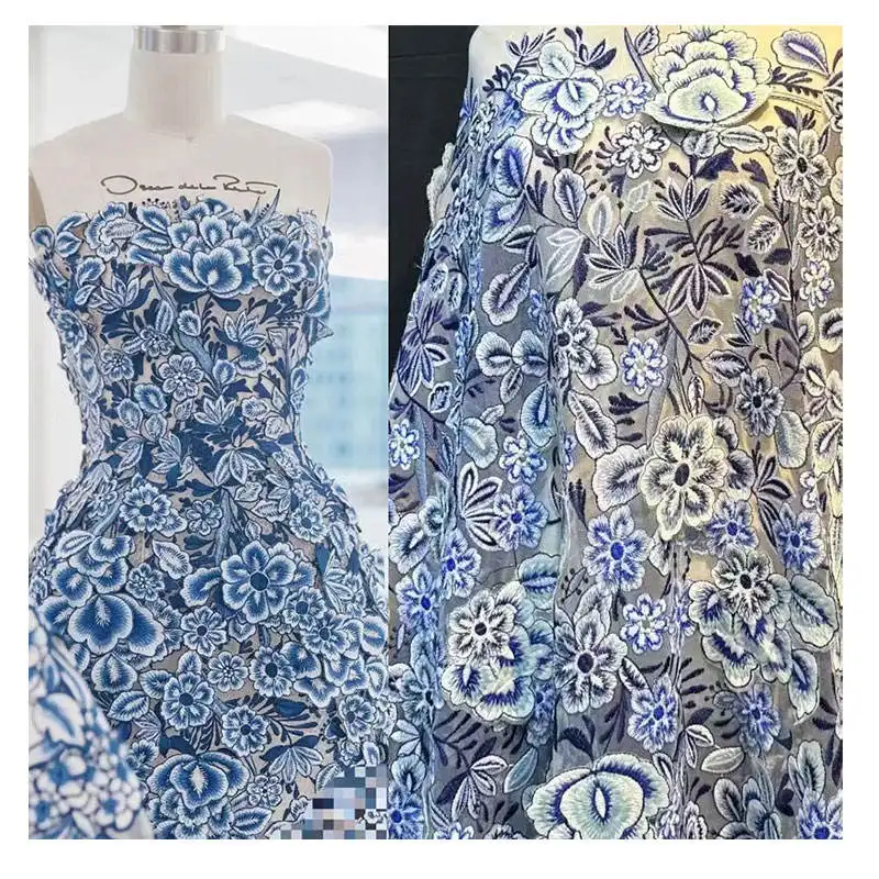 רקמה באיכות גבוהה ברוקד Bazin בד דמשק תחרה שמלת 2023 אפריקאי אופנה אקארד Brocade מודפס סרוג עיוות