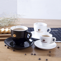 Vente en gros de tasses à café en céramique avec soucoupe, ensemble de 2/5/8 oz, boîte cadeau royale moderne, logo personnalisé, impression personnalisée, pour cappuccino, latte, expresso