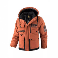 Parka d'hiver pour homme avec logo personnalisé, en polyester épais, à rayures, col montant, fermeture éclair, veste streetwear, manteau thermique rembourré pour l'extérieur