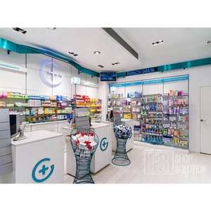 OEM al por menor de <span class=keywords><strong>la</strong></span> fábrica de madera moderna farmacia estante de exhibición para Interior de <span class=keywords><strong>la</strong></span> tienda contador diseño - Product Image 1