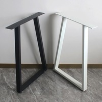 Lot de 2 pieds de table trapézoïdaux en fer noir de style industriel de la marque HFX, faciles à installer et robustes pour la table à manger/bureau DIY