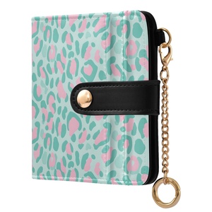 New Arrival Leopard Print Custom Logo <b>Small</b> Coin Purses Mini PU Leather Women Card Holder <b>Small</b> Short <b>Wallet</b> with Keychain - Product Image 2