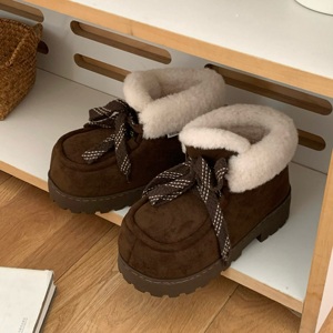 Bottes d'hiver pour femmes XIXITIAO, bottes à lacets tendance, doublure en polaire chaude, bottes à plateforme imperméables antidérapantes pour l'extérieur - Product Image 3