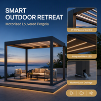 Pergola de jardin motorisée de luxe en aluminium avec toit à lames orientables, imperméable, pour patio, balcon, pavillon extérieur