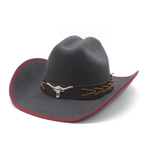 Chapeaux de cowboy en feutre occidental à la mode, vente en gros, chapeau de cowboy blanc à large bord, chapeau de cowboy vintage pour femmes et hommes, vente à prix réduit - Product Image 5