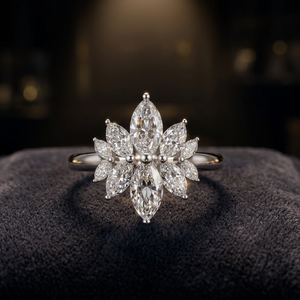 Radiant Marquise Cut Diamond Cluster Ring Floral Inspired Luxury Engagement Ring for Women Jewelry - Product Image 1