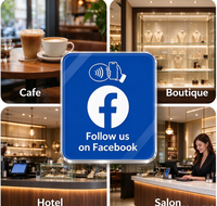 Plaques NFC personnalisées en acrylique pour suivre Facebook, étiquettes de suivi des réseaux sociaux à toucher pour les commerces de détail et les entreprises hôtelières