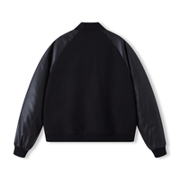 Blouson bombardier d'hiver en laine épaissie avec broderie en cuir PU patchwork de style américain High Street Plus Size Men's Jackets