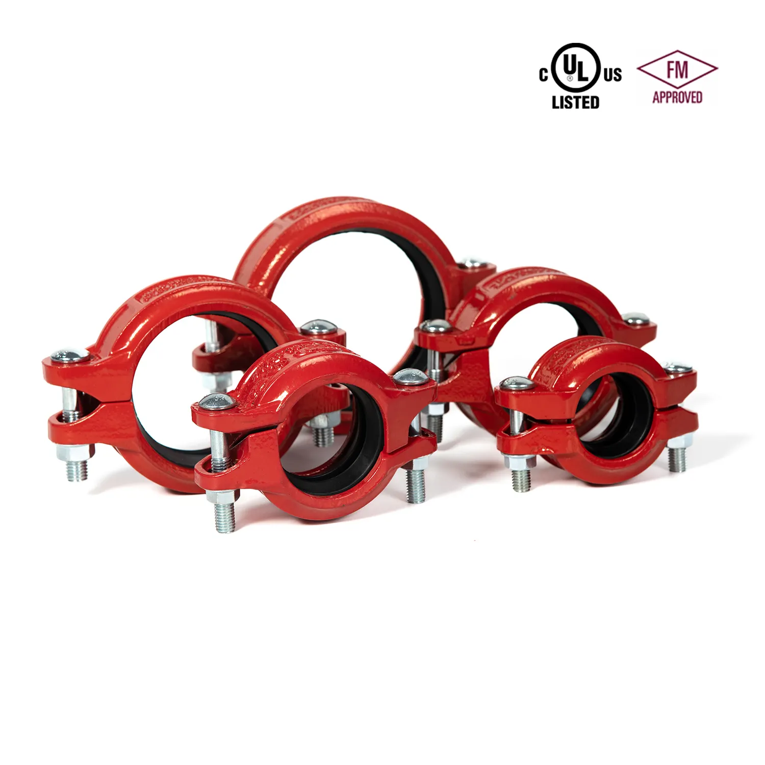 WFHSH 1-12" FM UL Fire Fighting Casting Grooved Pipe Fittings Customized Rigid Couplings Flexible Couplings