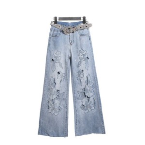 Venta al por Mayor Boutique Verano 2026 Nuevos Vaqueros de Mujer de Pierna Ancha, Cintura Alta, Efecto Reductor con Bordado de Encaje a la <span class=keywords><strong>Moda</strong></span> - Product Image 5