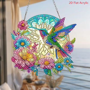 Nouveau produit : Peinture <span class=keywords><strong>diamant</strong></span> effet miroir, Matériau acrylique, Plaque de porte en <span class=keywords><strong>diamant</strong></span> de cristal simple face, Colibri coloré - Product Image 4