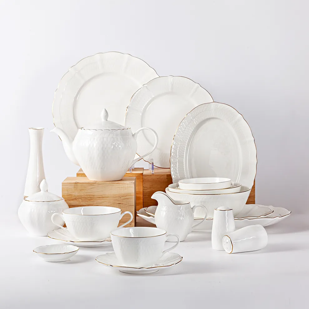 Geschirr-Sets Indien Luxus Pakistan Choice Geschirr im europäischen Stil 20 Stück Feine luxuriöse Sets Bone China Dinner Set Keramik