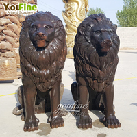 Figurine de jardin lion en bronze, modèle vintage de lion en forme d'animaux, sculpture d'extérieur, à vendre