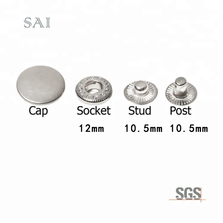 Spring Snap 486#15mm Metal Customized Round Sustainable Cover Metal Snap Buttons for Clothes Stainless Steel Snap Button 1000pcs