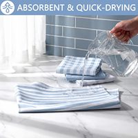 Robust Durable Cotton Tea Towel Classic Striped Design Super Absorbent Machine Washable Kitchen Cloth for Long Time Daily Usage