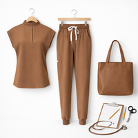 Ensemble de blouses d'infirmière de couleur unie pour femmes, uniforme médical confortable et durable, vêtements de travail pour le personnel des hôpitaux et des cliniques dentaires