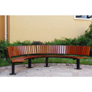 Banc de jardin incurvé en bois pour parc, 1 pièce, offre spéciale, cadre en métal, assise ronde