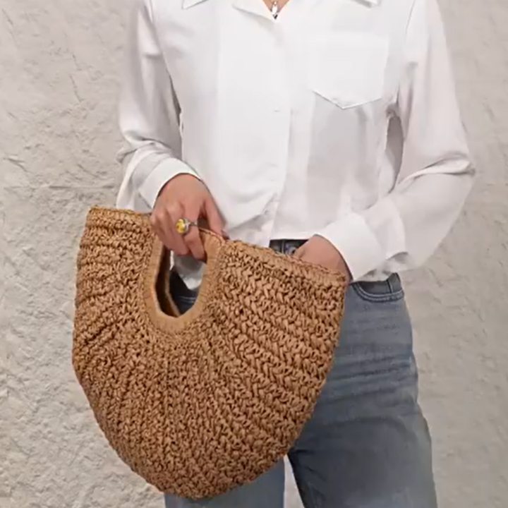New Design Bag Half Round Sea Grass Bags Women's Handbag Straw