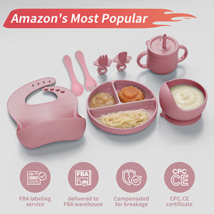 Juego de Alimentación Manual para Bebés de 8 Piezas, Libre de BPA, de Silicona de Grado Alimenticio, Incluye Babero, Cuchara, Tazón, Plato con Ventosa y Vaso para Bebés de 0 a 12 Meses - Product Image 2