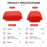Boîte en PP pour viande et riz de 9*6 pouces, compatible micro-ondes