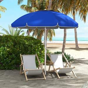 Parasol de plage portable d'extérieur 5,7 pieds, protection UV 40+, réglage d'inclinaison, avec porte-gobelets et crochets, design à volants - Product Image 3