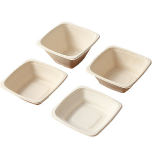 Disposable <b>Paper</b> Pulp Square <b>Bowls</b> 750 1200ml Biodegradable Takeout Containers For Noodles Salads Soups Light Meals - Product Image 3