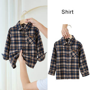 YYO 맞춤 디자인 남아 캐주얼 플란넬 셔츠 긴팔 스트라이프 패턴 면 셔츠 (가을/겨울용) - Product Image 6