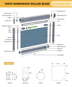 Indoor Motorized Zip Track Zipper Roller <strong>Blinds</strong> WR70 Windproof Roller <strong>Blinds</strong> Motorized Compact Cassette for Indoor <strong>Small</strong> <strong>Window</strong> - Product Image 4