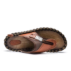 Yaz yeni moda erkekler sandalet terlik rahat deri sandalet büyük boy nefes ayakkabı rahat erkekler flip-flop - Product Image 5
