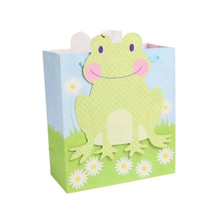 FSC Certificated Fancy Design Funny Frog Paper Bags, Hotsales Humorous Gift Bags
