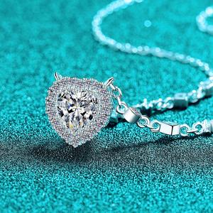 ใหม่สร้อยคอเพชรโมอิสสีเงินสเตอร์ลิงสำหรับ S925จี้กระเป๋าหัวใจสำหรับผู้หญิงใช้งานได้หลากหลายสร้อยกระดูกไหปลาร้าแบบเรียบง่ายเฉพาะที่และหวาน - Product Image 2