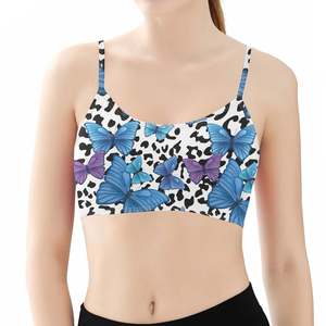 Modello leopardo <span class=keywords><strong>blu</strong></span> con fiori reggiseno Yoga da donna reggiseni sportivi per allenamento Yoga Fitness Comfort Stretch <span class=keywords><strong>Bralette</strong></span> imbottita senza cuciture - Product Image 1